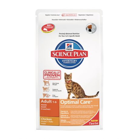 Maestro grijs Spelling Science Plan™ Feline Adult Optimal Care Kip - droogvoer voor volwassen  katten - Hill's / Direct-Dierenarts